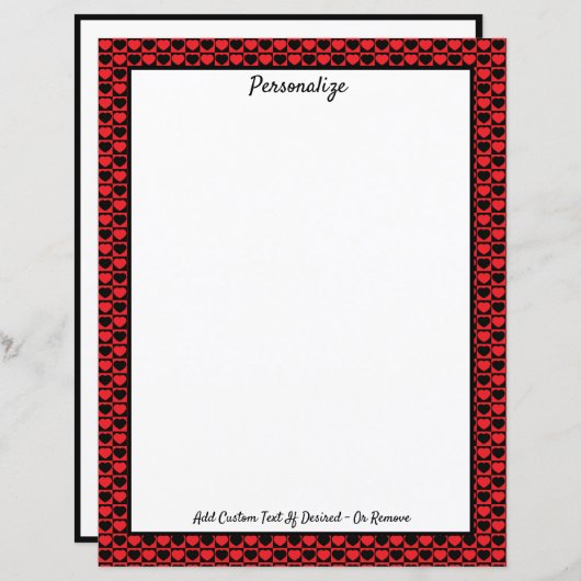 ロマンチックエレガントな赤と黒のハートがパーソナライズ (正面/裏面)