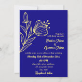 ロマンチックエレガントな金ゴールドの王室の花色 招待状 (正面)