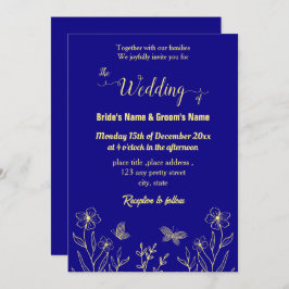 ロマンチックエレガントな金ゴールドの王室の花色 招待状