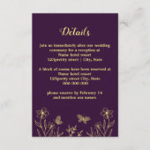 ロマンチックエレガントな金ゴールドの花パープル結婚ズ エンクロージャーカード (正面)