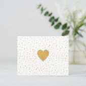 ロマンチックエレガントな金ゴールドハートフェイクグリッター点 ポストカード (スタンド正面)