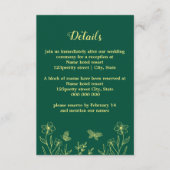 ロマンチックエレガントな金ゴールド蝶エメラルド結婚ズ エンクロージャーカード (正面)