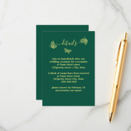 ロマンチックエレガントな金ゴールド蝶エメラルド結婚ズ エンクロージャーカード
