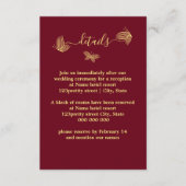 ロマンチックエレガントな金ゴールド蝶ブルゴーニュ結婚ーズ エンクロージャーカード (正面)