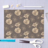 ロマンチックエレガントな金箔フローラルパターン 薄葉紙 (クラフト)