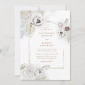 ロマンチックエレガントな銀フローラ結婚式招待状 招待状 (正面)