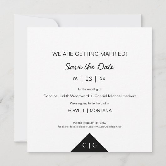 ロマンチックエレガントな3枚の写真婚約したカップルのセッション セーブザデート (裏面)