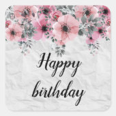 ロマンチックエレガントアンティークフローラハッピーバースデー スクエアシール (正面)