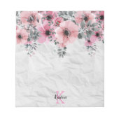 ロマンチックエレガントアンティークフローラパーソナライズされた ノートパッド (正面)