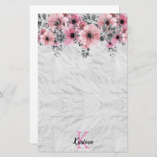 ロマンチックエレガントアンティークフローラパーソナライズされた 便箋 (正面/裏面)