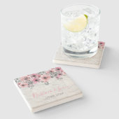 ロマンチックエレガントアンティークフローラ結婚ズ ストーンコースター (横)