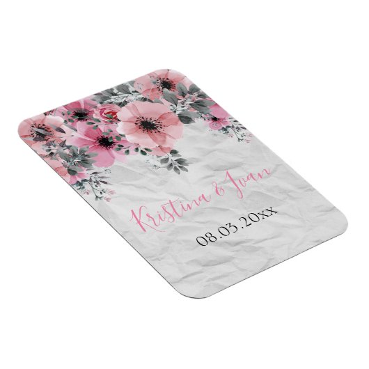 ロマンチックエレガントアンティークフローラ結婚ズ マグネット (右側)