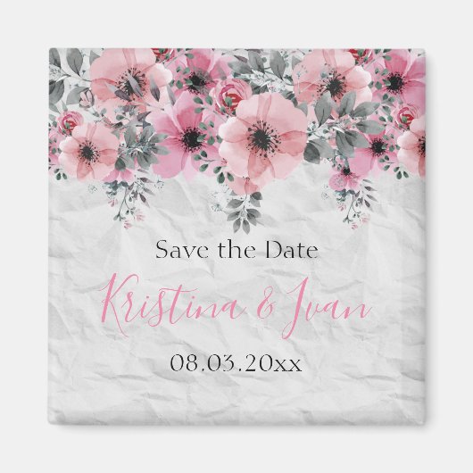 ロマンチックエレガントアンティークフローラ結婚ズ マグネット (正面)