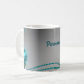 ロマンチックエレガントクリスタルブルーバラパールシック コーヒーマグカップ (正面左)