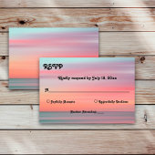 ロマンチックエレガントサンセットブルースカイビーチ結婚式 出欠カード