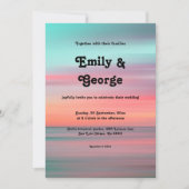 ロマンチックエレガントサンセットブルースカイビーチ結婚式 招待状 (正面)