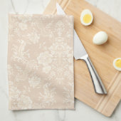 ロマンチックエレガントシックフローラダマスククリーム キッチンタオル (四つ折り)
