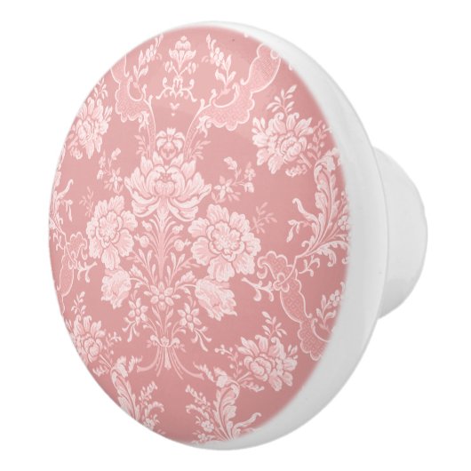 ロマンチックエレガントシックフローラダマスクパステルピンク セラミックノブ (右)