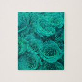 ロマンチックエレガントティール(緑がかった色) – 緑のバラ ジグソーパズル (縦)
