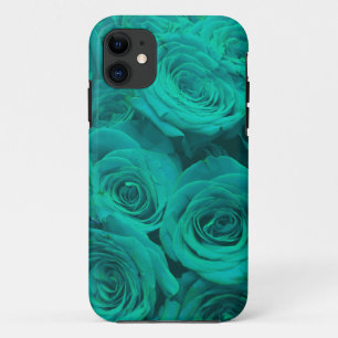 ロマンチックエレガントティール(緑がかった色) – 緑のバラ iPhone 11 ケース