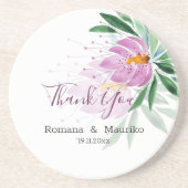 ロマンチックエレガントバイオレットロータスウォーターカラーアート コースター (正面)