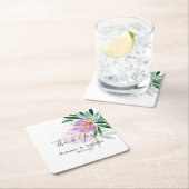 ロマンチックエレガントバイオレットロータスウォーターカラーアート スクエアペーパーコースター (インサイチュ)