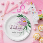 ロマンチックエレガントバイオレットロータスウォーターカラーアート ペーパープレート (パーティー)