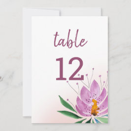 ロマンチックエレガントバイオレットロータスウォーターカラーアート 案内状