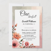 ロマンチックエレガントバラウォーターカラーフローラ誕生日 招待状 (正面)