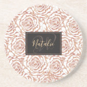 ロマンチックエレガントバラ金ゴールドバラパターン画像 コースター (正面)