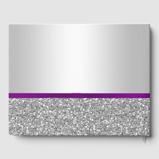 ロマンチックエレガントパープルボウ&シルバーグリッター ゲストブック (裏面)