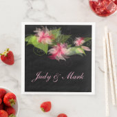 ロマンチックエレガントピンクフラワー紙ナプキンス (インサイチュ)