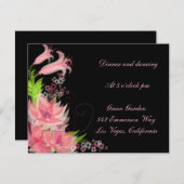 ロマンチックエレガントピンクフローラ披露宴カード 招待状 (正面/裏面)