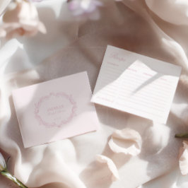 ロマンチックエレガントピンクブライダルシャワーレシピカード エンクロージャーカード