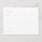 ロマンチックエレガントピンクブライダルシャワーレシピカード エンクロージャーカード (正面)