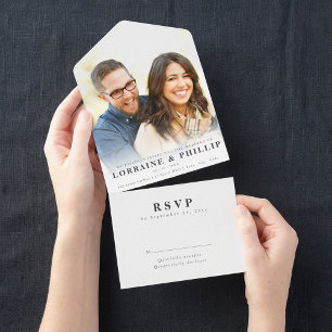 ロマンチックエレガントフォトグラディエントRSVP結婚's オールインワン招待状