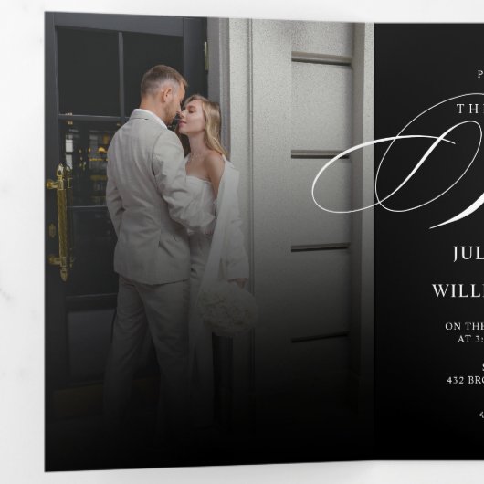 ロマンチックエレガントフォトトリフォールド結婚式招待状 三つ折りプログラム (内部最初)