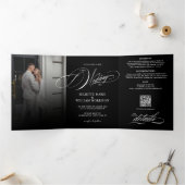 ロマンチックエレガントフォトトリフォールド結婚式招待状 三つ折りプログラム (内部)