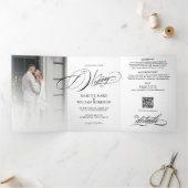 ロマンチックエレガントフォトトリフォールド結婚式招待状 三つ折りプログラム (内部)