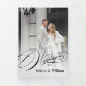 ロマンチックエレガントフォトトリフォールド結婚式招待状 三つ折りプログラム (カバー)