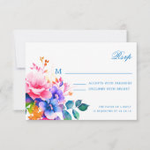 ロマンチックエレガントフローラウェディングRSVPレインボー 出欠カード (正面)