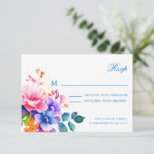 ロマンチックエレガントフローラウェディングRSVPレインボー 出欠カード (スタンド正面)