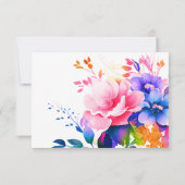 ロマンチックエレガントフローラウェディングRSVPレインボー 出欠カード (裏面)