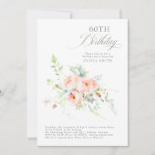 ロマンチックエレガントフローラピンクバースデーパーティー 招待状 (正面)