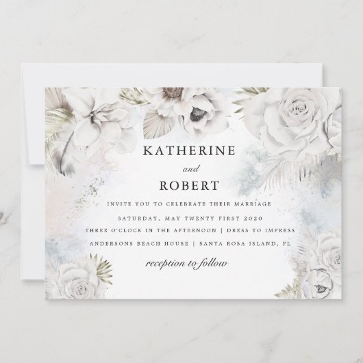 ロマンチックエレガントフローラ結婚式招待状 招待状 (正面)