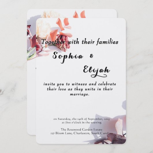 ロマンチックエレガントフローラ結婚式招待状 招待状 (正面/裏面)