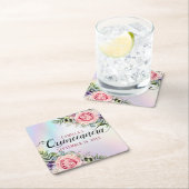 ロマンチックエレガントフローラ魅力的クインセアニラ スクエアペーパーコースター (インサイチュ)