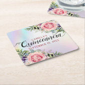 ロマンチックエレガントフローラ魅力的クインセアニラ スクエアペーパーコースター (アングル)