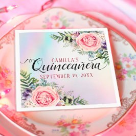 ロマンチックエレガントフローラ魅力的クインセアニラ スタンダードカクテルナプキン