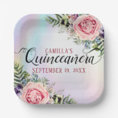 ロマンチックエレガントフローラ魅力的クインセアニラ ペーパープレート (正面)